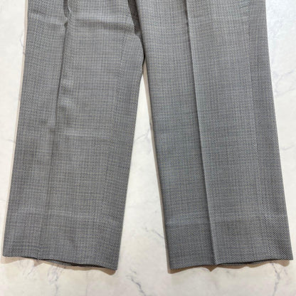90s Vintage Allover Pattern Slacks Suit Pants Gray Wool Blend Made in Japan