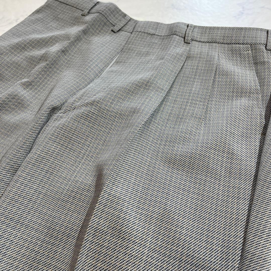 90s Vintage Allover Pattern Slacks Suit Pants Gray Wool Blend Made in Japan