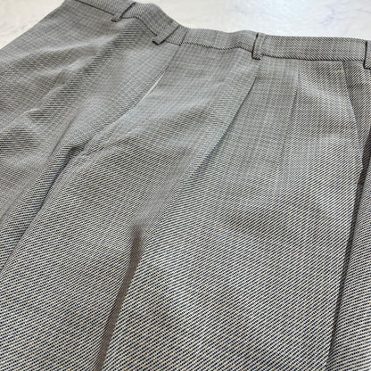 90s Vintage Allover Pattern Slacks Suit Pants Gray Wool Blend Made in Japan