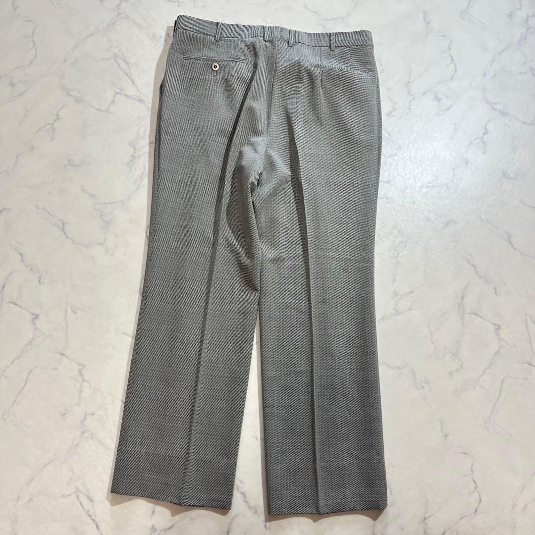 90s Vintage Allover Pattern Slacks Suit Pants Gray Wool Blend Made in Japan
