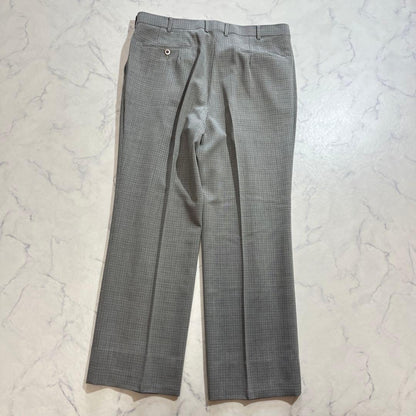 90s Vintage Allover Pattern Slacks Suit Pants Gray Wool Blend Made in Japan