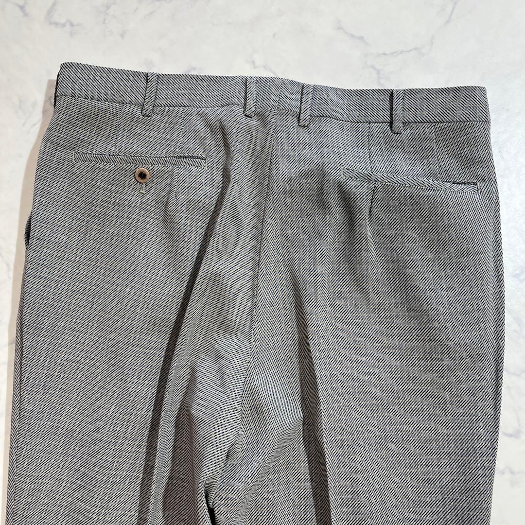 90s Vintage Allover Pattern Slacks Suit Pants Gray Wool Blend Made in Japan