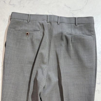 90s Vintage Allover Pattern Slacks Suit Pants Gray Wool Blend Made in Japan