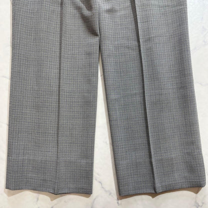 90s Vintage Allover Pattern Slacks Suit Pants Gray Wool Blend Made in Japan