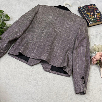Good Condition Rare Silk Blend Louvre Houndstooth Double Cropped Jacket No. 9 M