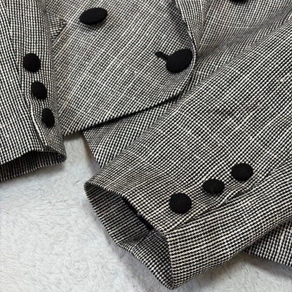 Good Condition Rare Silk Blend Louvre Houndstooth Double Cropped Jacket No. 9 M