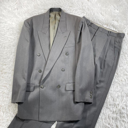80s 90s 6 Button Double Suit Setup Gray Vintage