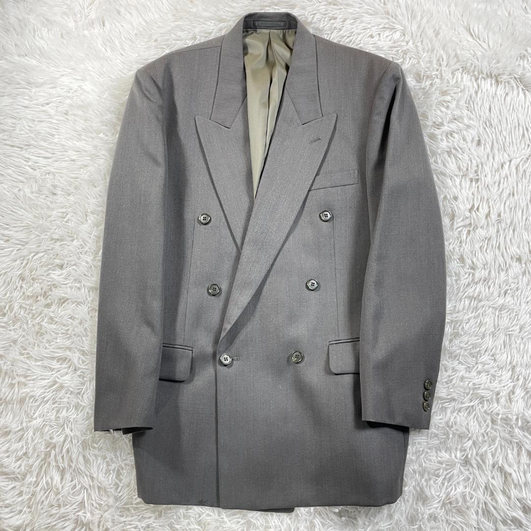 80s 90s 6 Button Double Suit Setup Gray Vintage