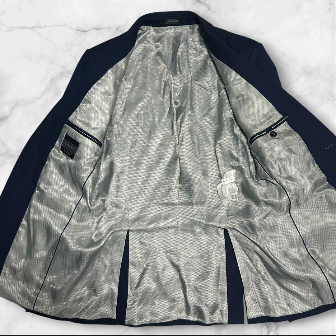 [Good Condition] ZARA MAN Tailored Jacket Navy L Equivalent Lining All Over Pattern