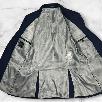 [Good Condition] ZARA MAN Tailored Jacket Navy L Equivalent Lining All Over Pattern