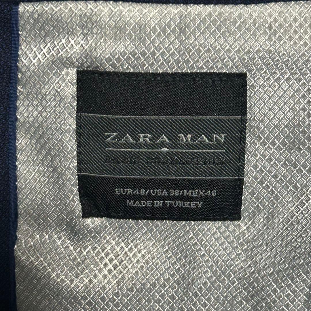 [Good Condition] ZARA MAN Tailored Jacket Navy L Equivalent Lining All Over Pattern