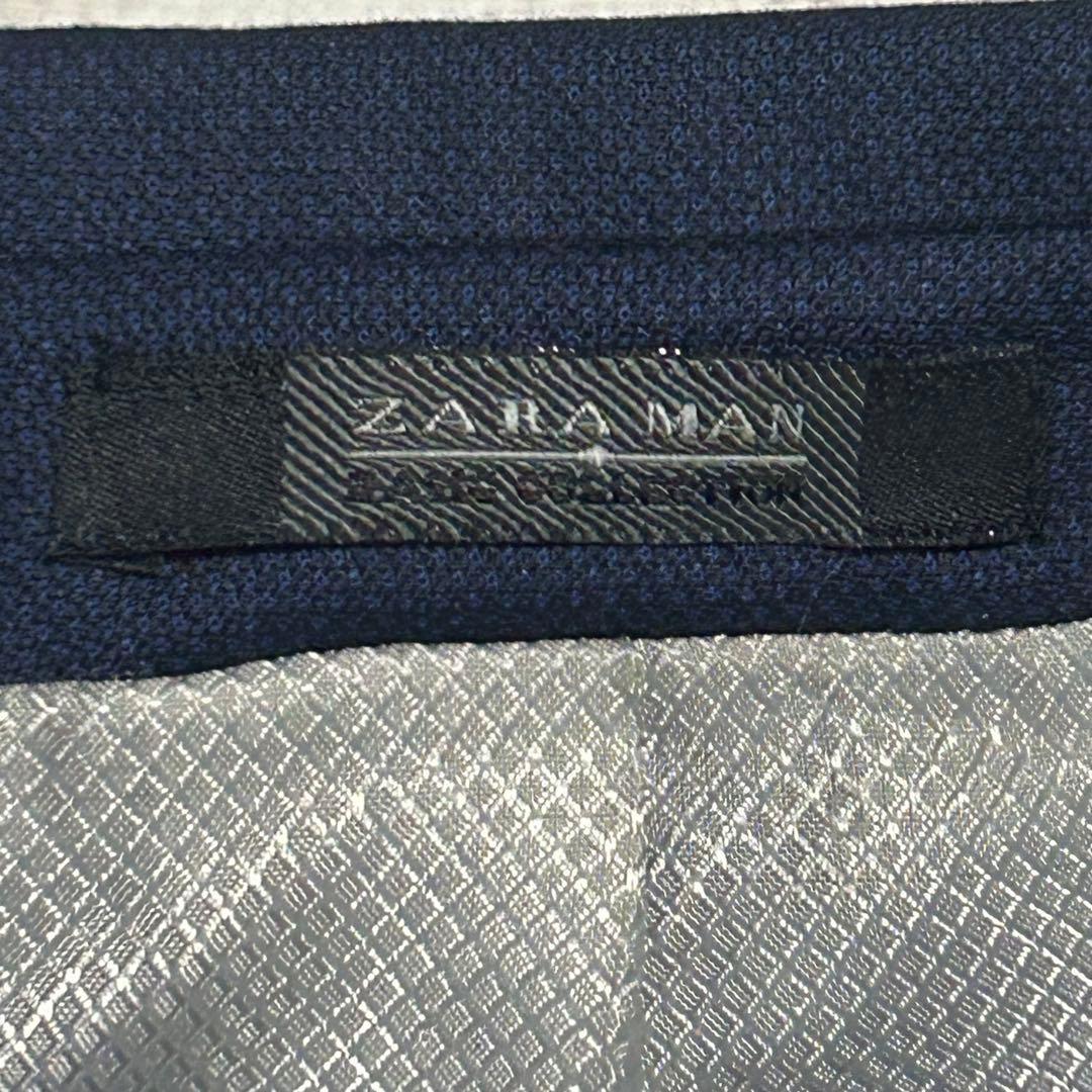 [Good Condition] ZARA MAN Tailored Jacket Navy L Equivalent Lining All Over Pattern