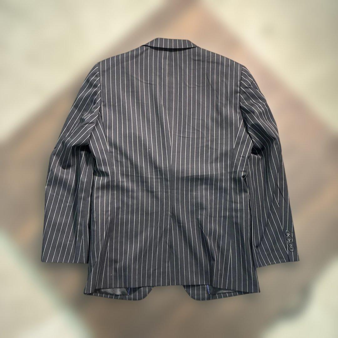7LA1 Setup Suit Top and Bottom Set Striped Pattern Navy Old Clothes