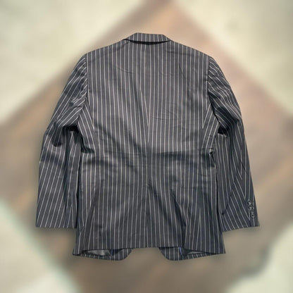 7LA1 Setup Suit Top and Bottom Set Striped Pattern Navy Old Clothes