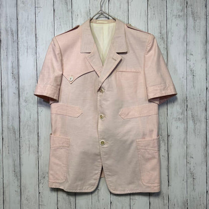 [Rare☆VINTAGE☆Short sleeve suit☆Setup] Pink Light blue M