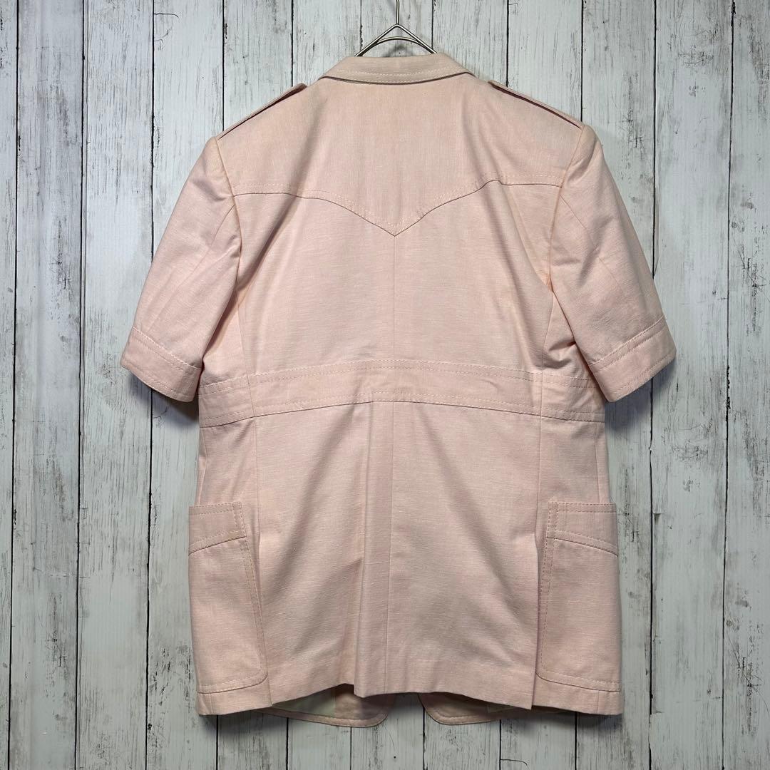 [Rare☆VINTAGE☆Short sleeve suit☆Setup] Pink Light blue M