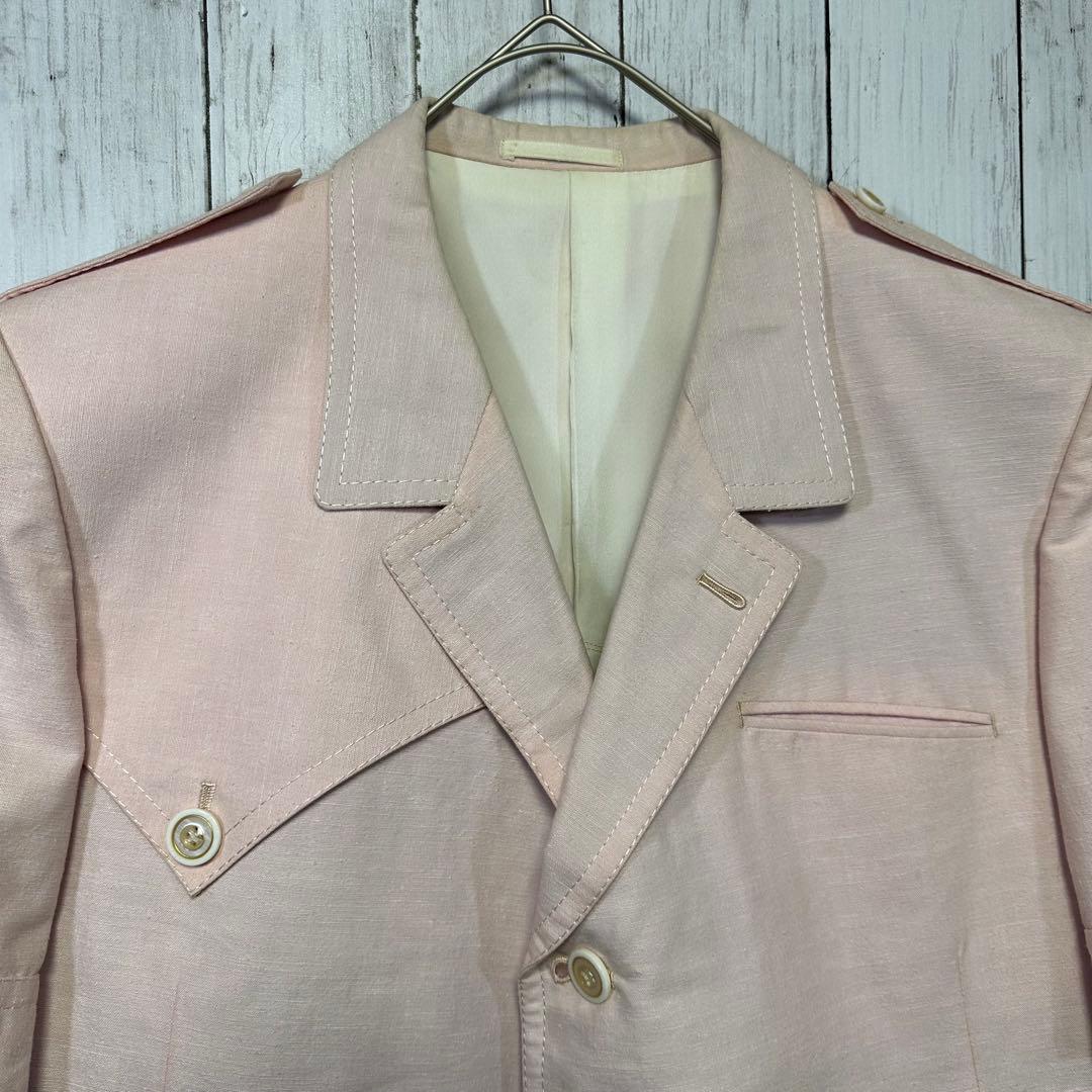 [Rare☆VINTAGE☆Short sleeve suit☆Setup] Pink Light blue M