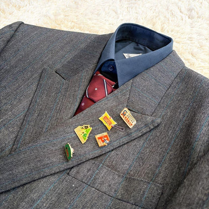 5-piece set, styled double suit, dark gray pins, coming-of-age ceremony #38