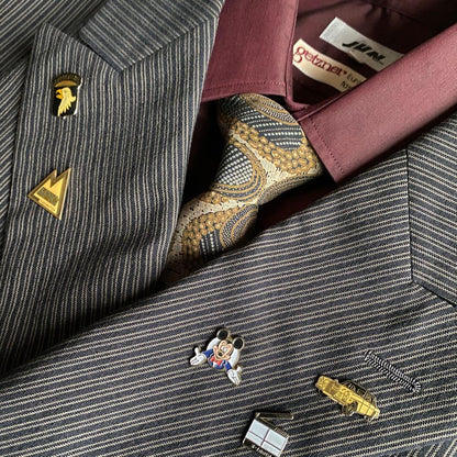 90s vintage ARMANI tie double suit pins 4 piece set