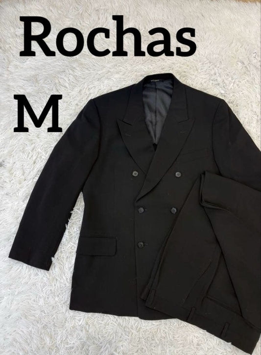 Good condition Rochas double suit B4 black vicuña blend formal wear