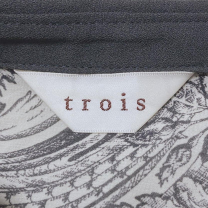 Trois Retro One Piece Waist Switch Gather Beige Allover Pattern Feminine