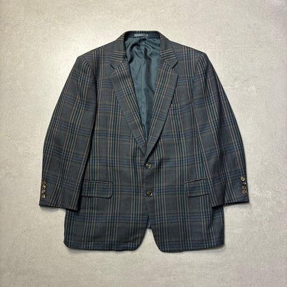 90s Burberry Tailored Jacket Multicolor Check Blazer Spring Autumn Winter Lamb Wool