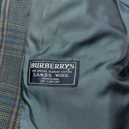 90s Burberry Tailored Jacket Multicolor Check Blazer Spring Autumn Winter Lamb Wool