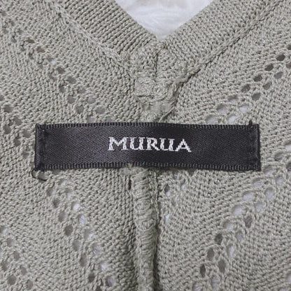 Murua Bustier Knit Vest Khaki Openwork Back Ribbon Layered