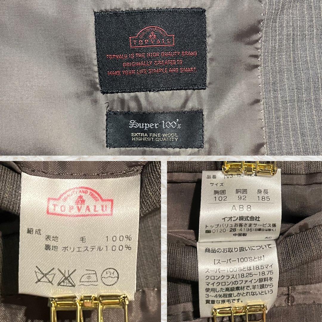 [Extremely Good Condition] Vintage TOPVALU Wool Suit 2XL A8 Gray