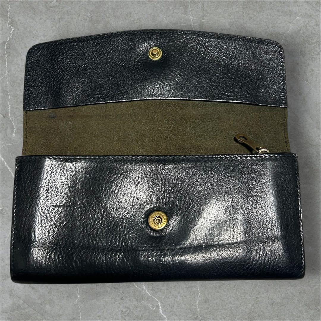 [Good condition] IL BISONTE long wallet leather black with storage bag