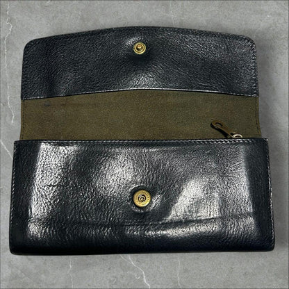 [Good condition] IL BISONTE long wallet leather black with storage bag