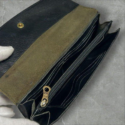 [Good condition] IL BISONTE long wallet leather black with storage bag