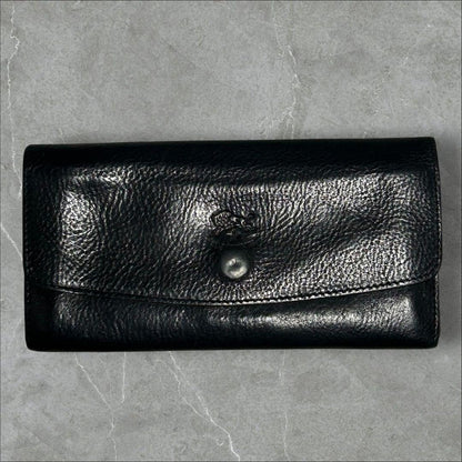 [Good condition] IL BISONTE long wallet leather black with storage bag