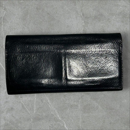 [Good condition] IL BISONTE long wallet leather black with storage bag