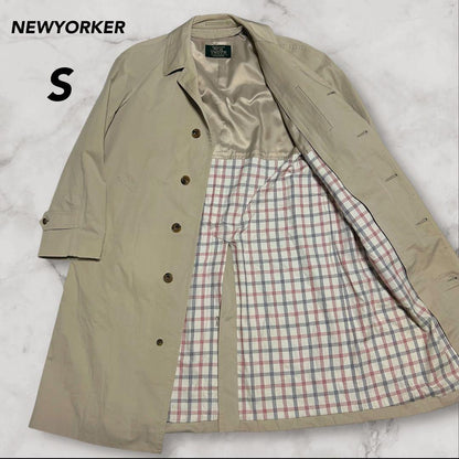 [Good Condition] New Yorker Stainless Steel Collar Coat S Check Lining NEWYORKER