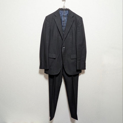 Roberman Pinstripe Suit Setup Business Charcoal Gray M