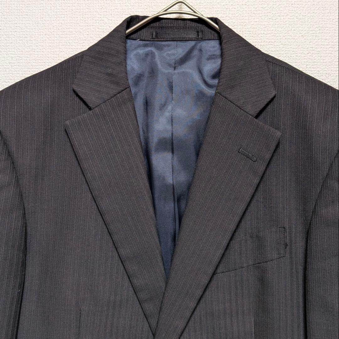 Roberman Pinstripe Suit Setup Business Charcoal Gray M