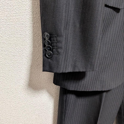 Roberman Pinstripe Suit Setup Business Charcoal Gray M