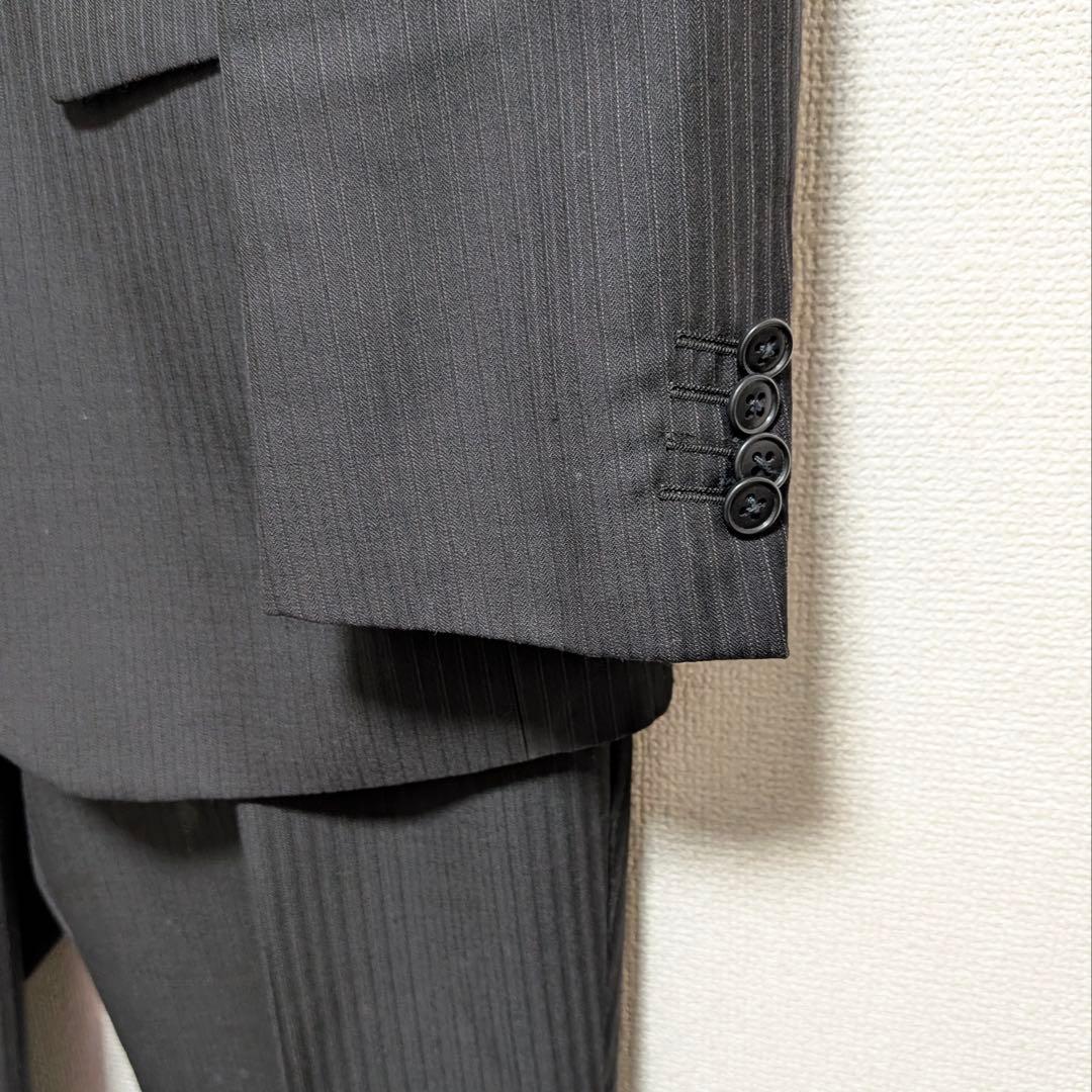 Roberman Pinstripe Suit Setup Business Charcoal Gray M