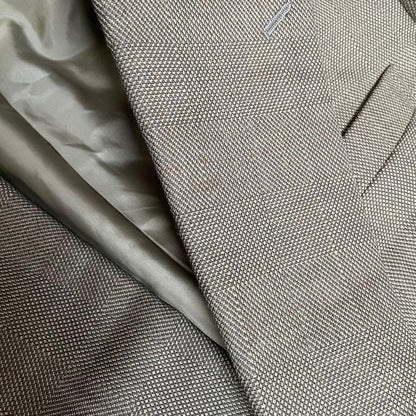 90s vintage check double suit setup greige wedding