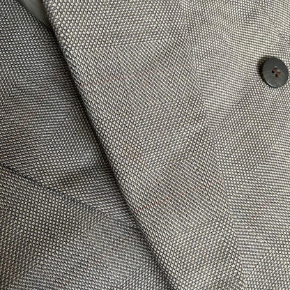 90s vintage check double suit setup greige wedding