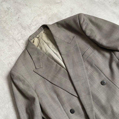 90s vintage check double suit setup greige wedding
