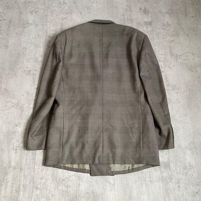 90s vintage check double suit setup greige wedding