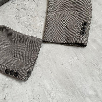 90s vintage check double suit setup greige wedding