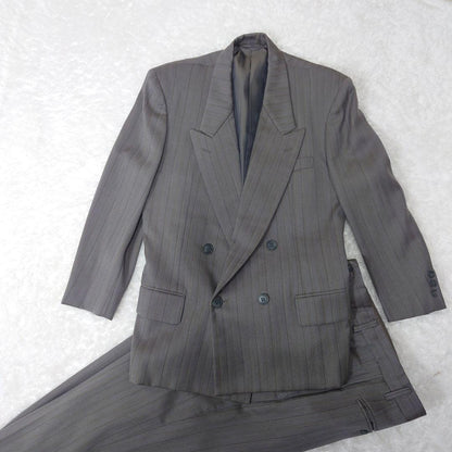 Vintage old clothes gray striped double suit set up