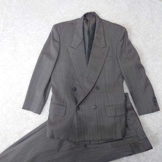 Vintage old clothes gray striped double suit set up