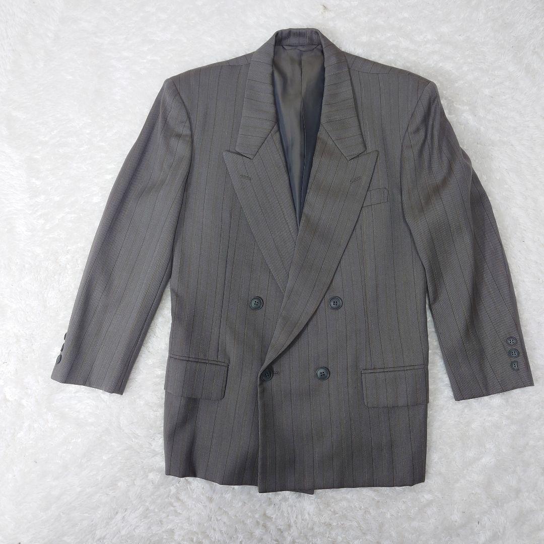 Vintage old clothes gray striped double suit set up