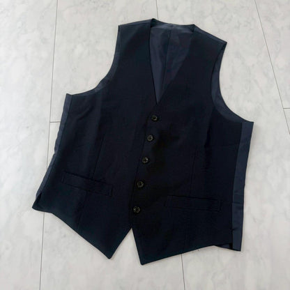 [Good condition] 2-piece business suit set, vest + slacks, thin ◇ Navy, A7-84