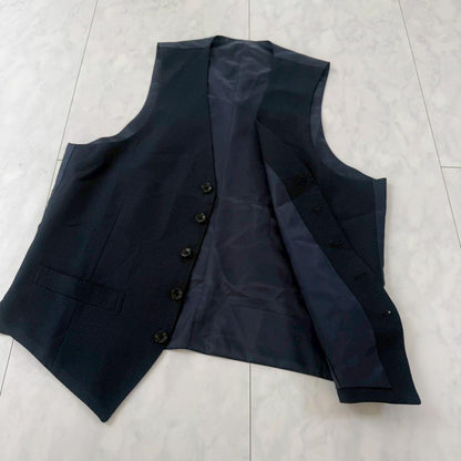 [Good condition] 2-piece business suit set, vest + slacks, thin ◇ Navy, A7-84