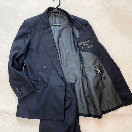 [Rare Mohair Blend L] Burberry Double Suit Masaki Suda Navy